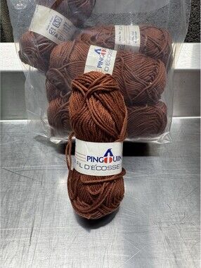 Pinguin Fil Decosse Yarn Brown 6 Skein Lot
